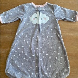 Baby Girl fleece Sleep Sack in grey With Cloud Size Small
